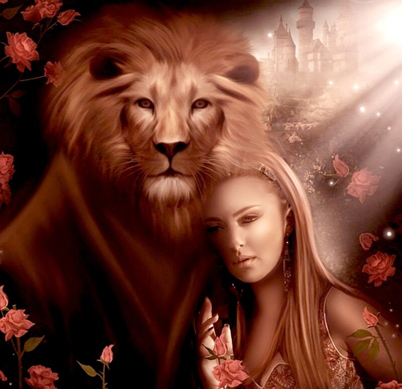 Woman and Lion — Brown