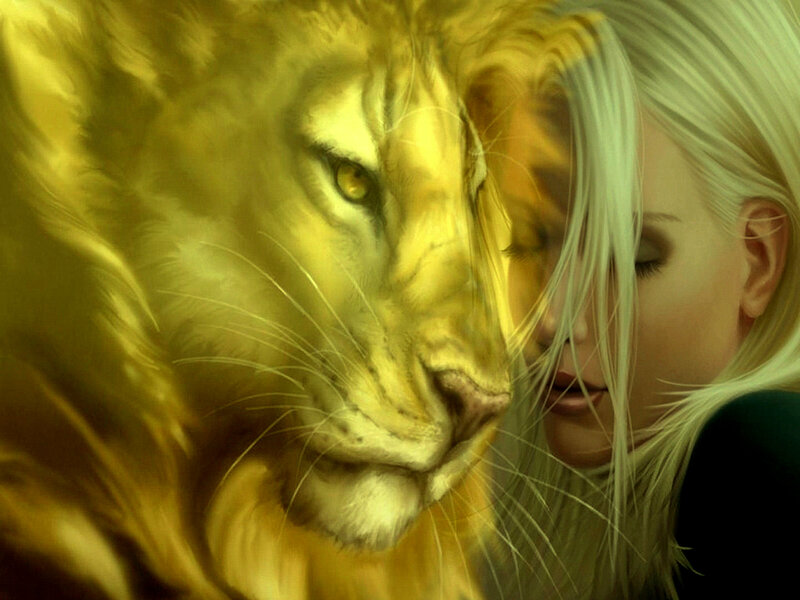 Woman and Lion Face