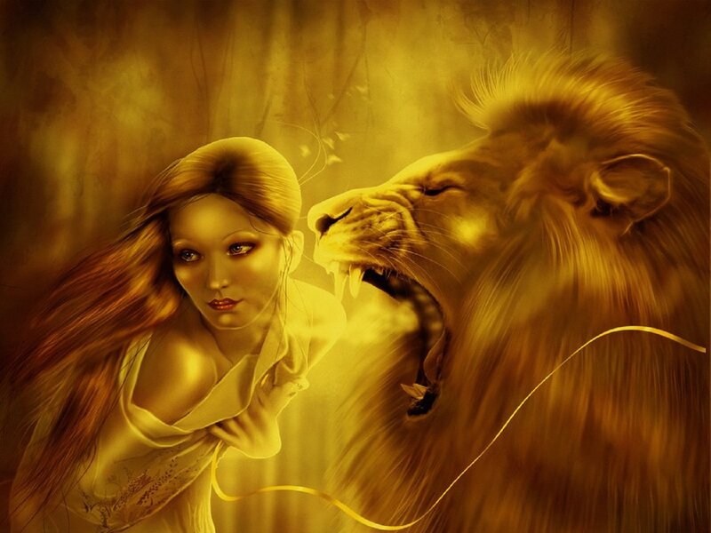 Woman and Lion — Gold
