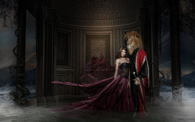Woman and Lion in Hall