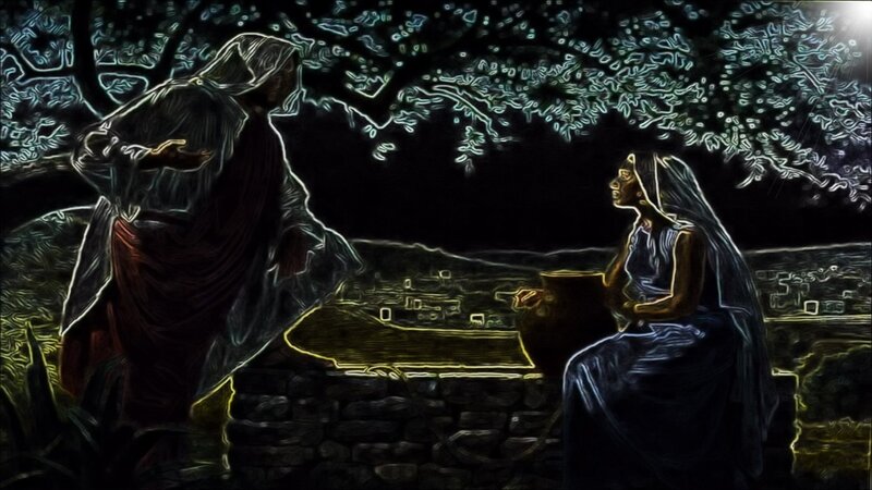 Woman and Man at Well