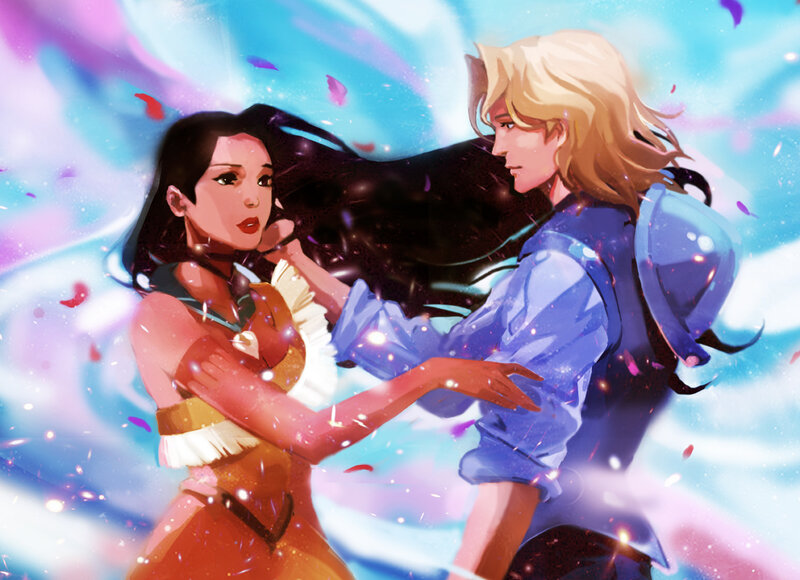 Woman and Man Dancing — Blue, Dreamy