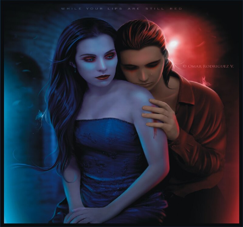 Woman and Man Embracing — Blue, Dramatic