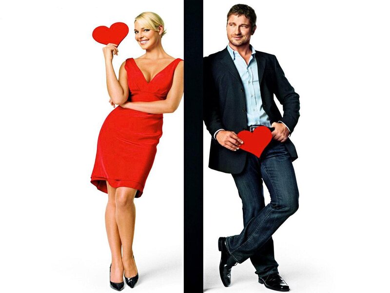 Woman and Man Holding Hearts — Red
