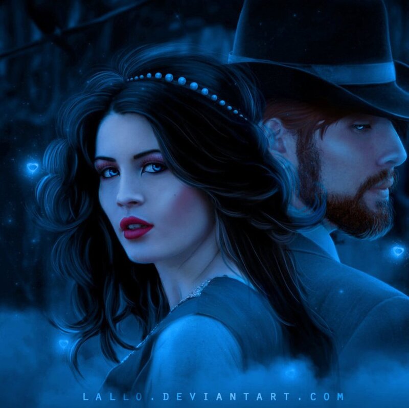 Woman and Man in Blue Light