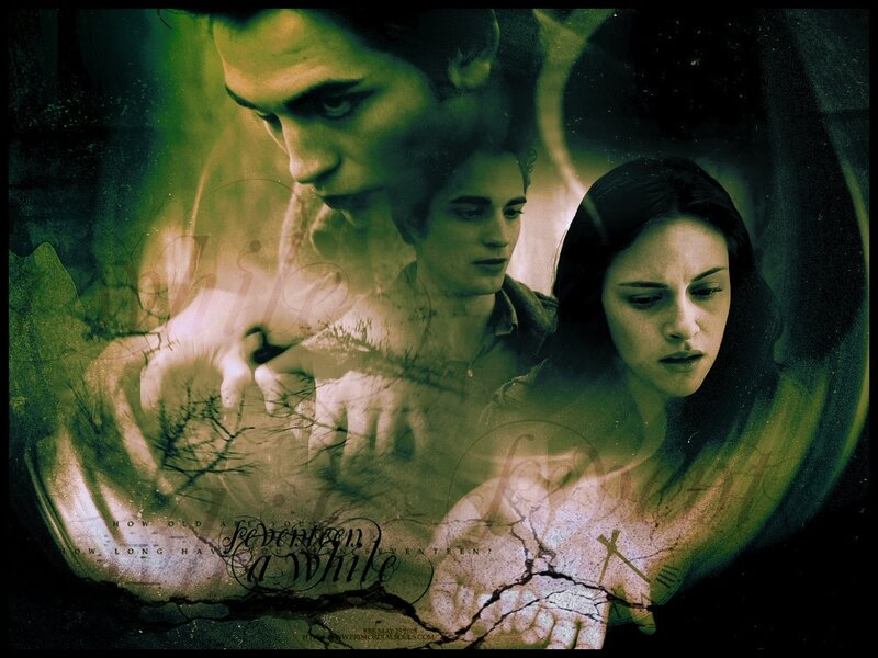Woman and Man in Collage — Green, Dramatic