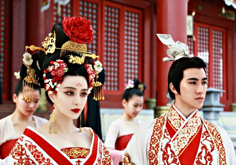 Woman and Man in Costumes — Red