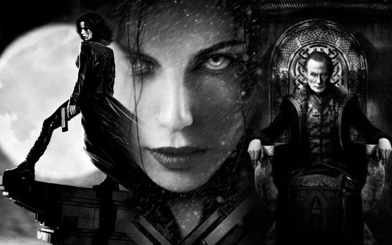 Woman and Man in Dark Scene — Black, Dramatic