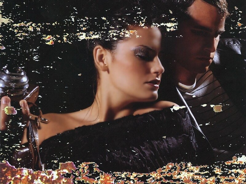 Woman and Man in Dark Setting — Black, Dramatic