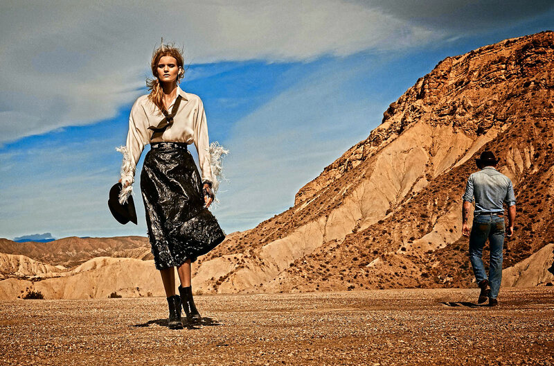 Woman and Man in Desert — Brown