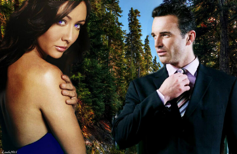 Woman and Man in Forest — Blue, Dramatic