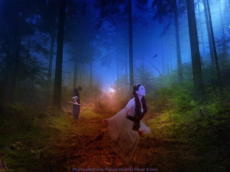 Woman and Man in Forest — Blue