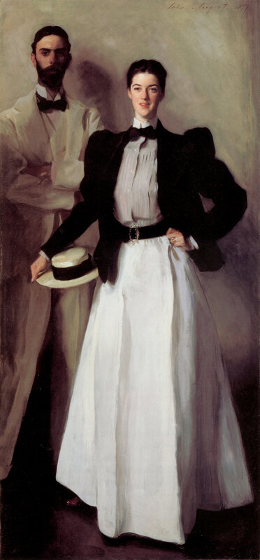 Woman and Man in Formal Wear — White, Painting