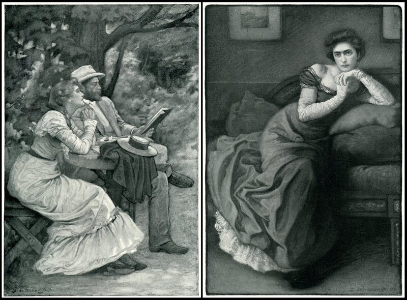 Woman and Man in Garden — Black