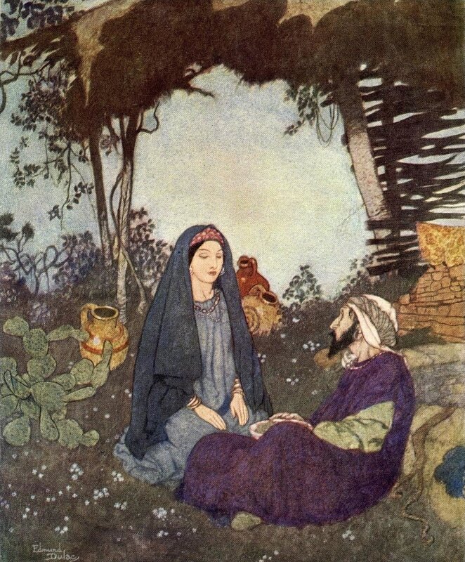 Woman and man in garden