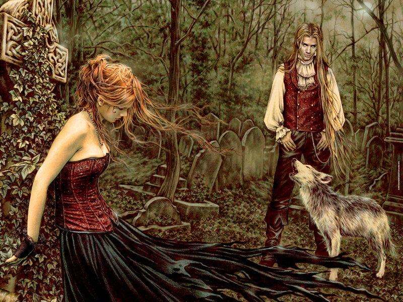 Woman and Man in Graveyard — Brown
