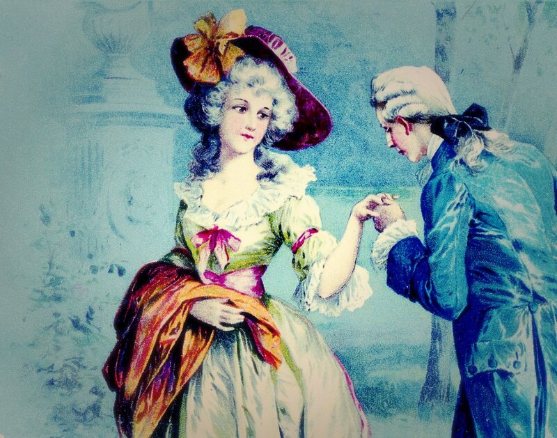 Woman and Man in Period Clothing — Blue
