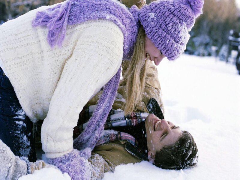 Woman and Man in Snow — White