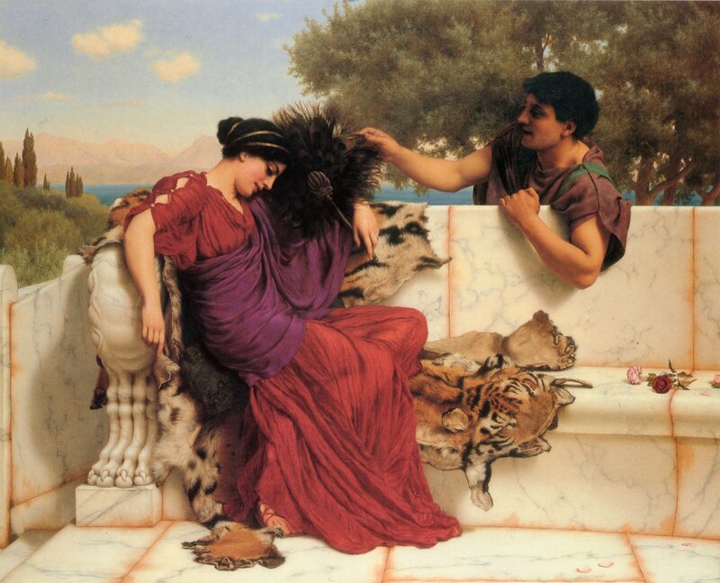 Woman and Man on Bench — Red