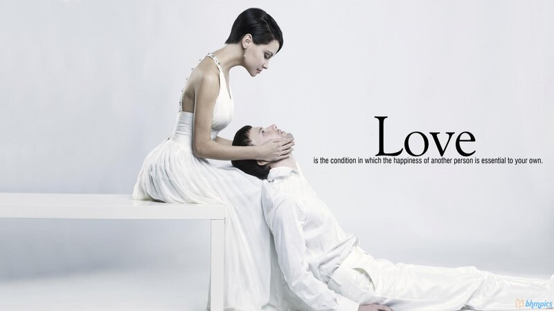 Woman and Man on Bench — White, Serene