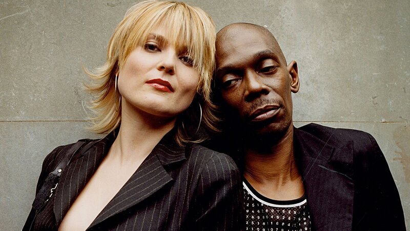 Woman and Man Posing — Black, Serious, Photograph