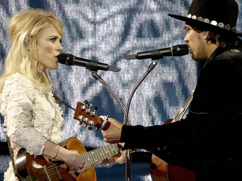 Woman and Man Singing — White, Performative