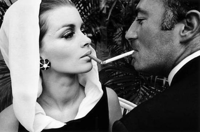 Woman and Man Smoking — Black