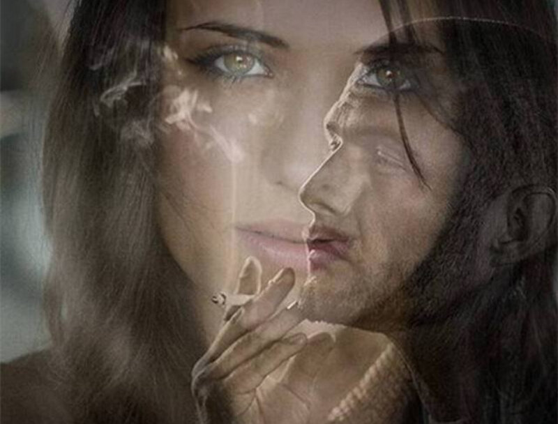 Woman and Man Smoking