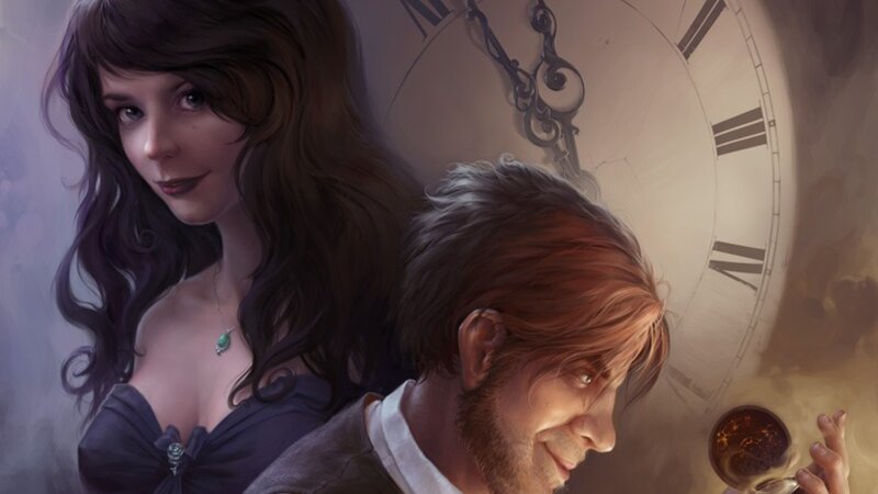 woman and man with clock