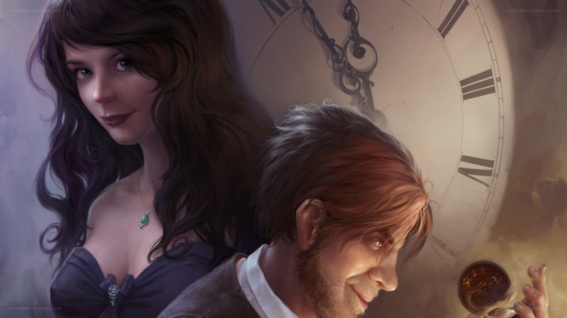 woman and man with clock