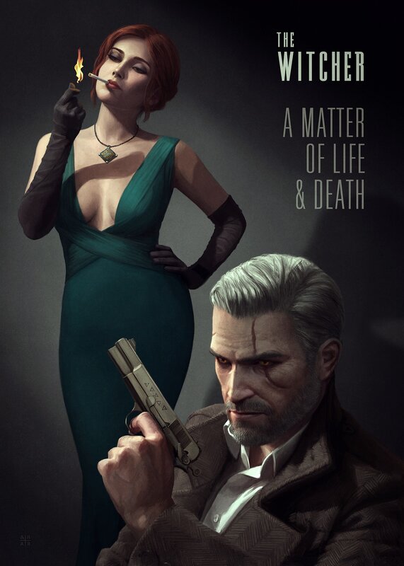 Woman and Man with Gun — Green