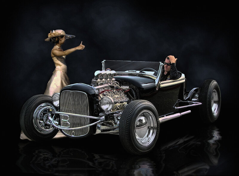 Woman and Man with Hot Rod