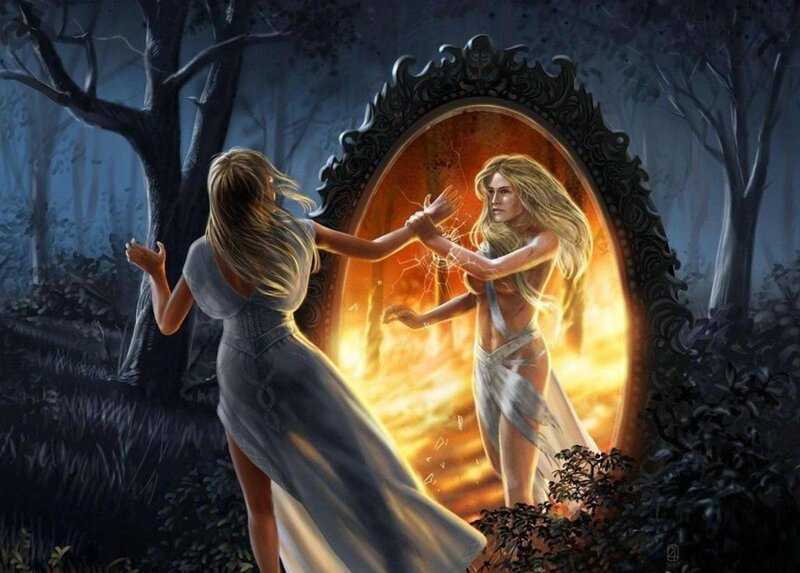 Woman and Mirror Reflection