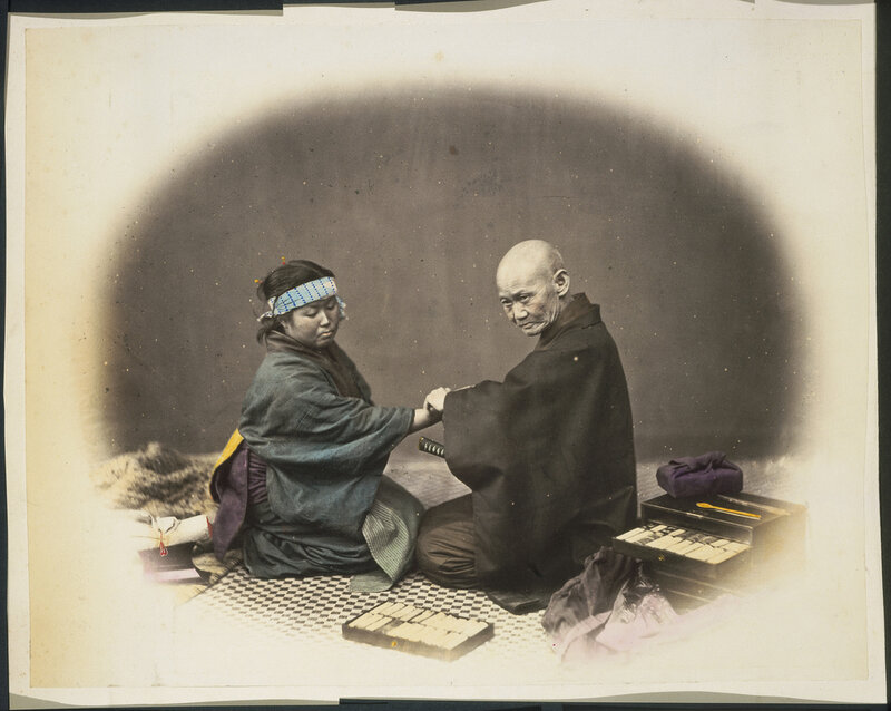 Woman and Monk Kneeling