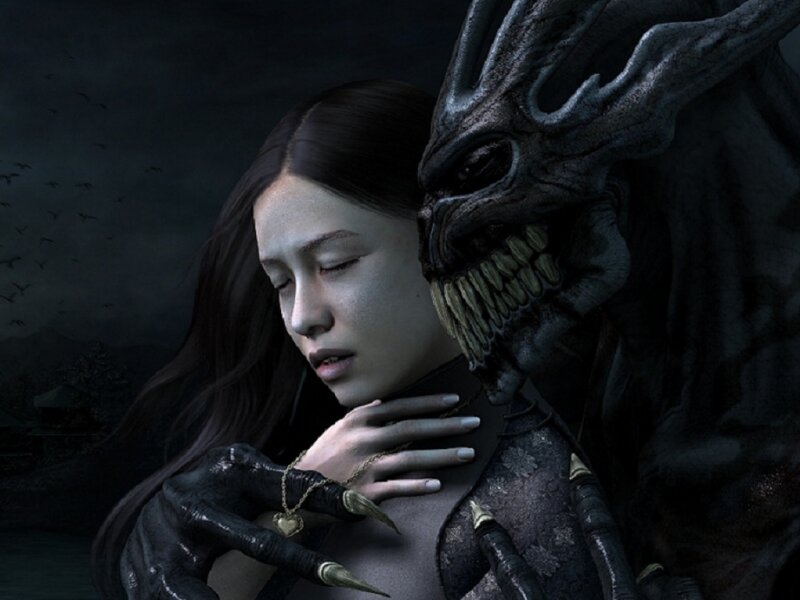 Woman and Monster — Black, Dramatic, Dark