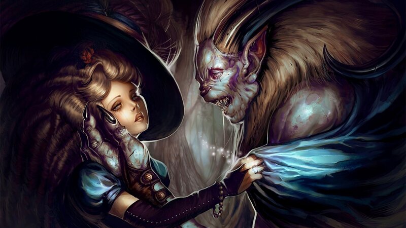 Woman and Monster — Black, Dramatic, Night
