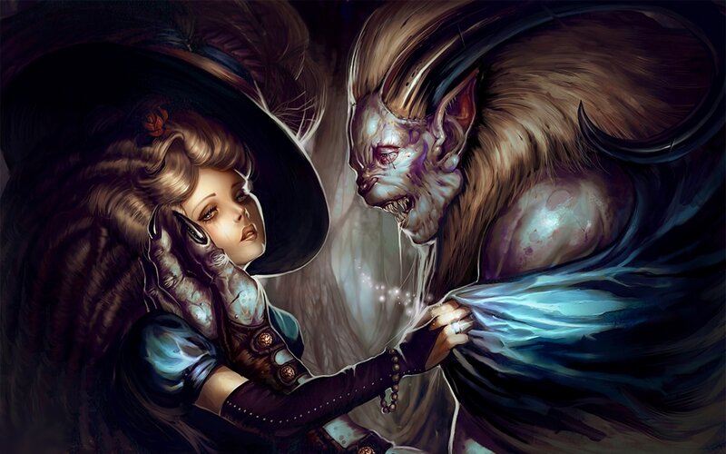 Woman and Monster — Blue, Dramatic, Night