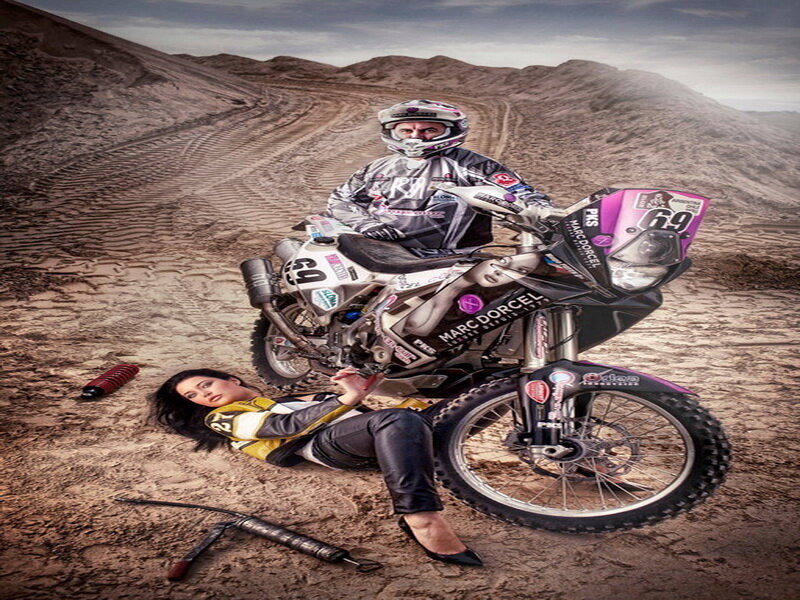 Woman and Motorcyclist
