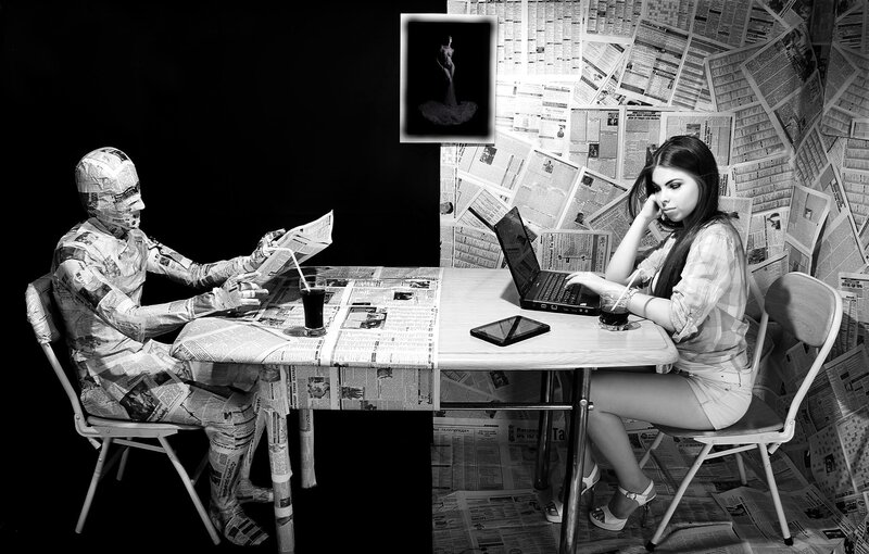 Woman and Newspaper Figure