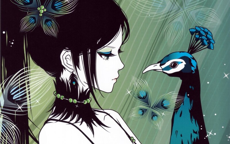 Woman and Peacock