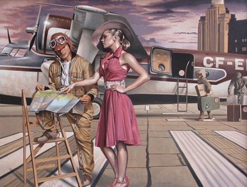 Woman and Pilot with Plane