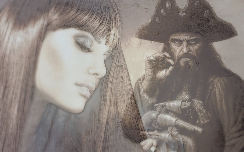 Woman and Pirate Illustration