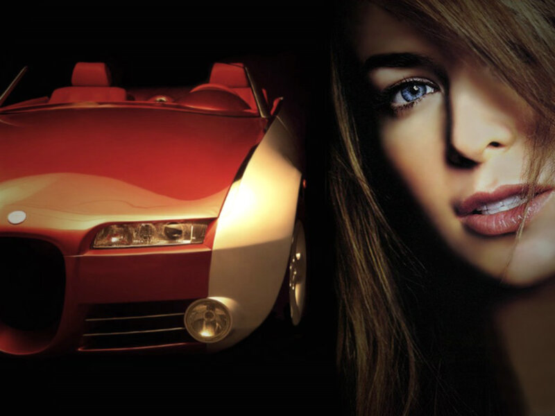 Woman and Red Car — Dramatic