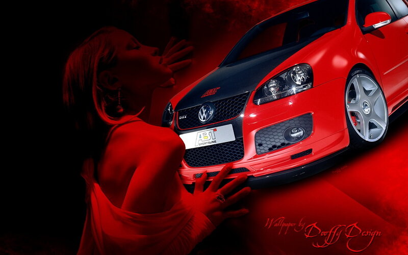 Woman and Red Car