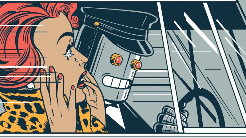 Woman and Robot in Car