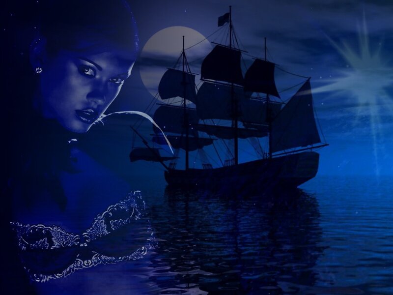 Woman and Ship at Night