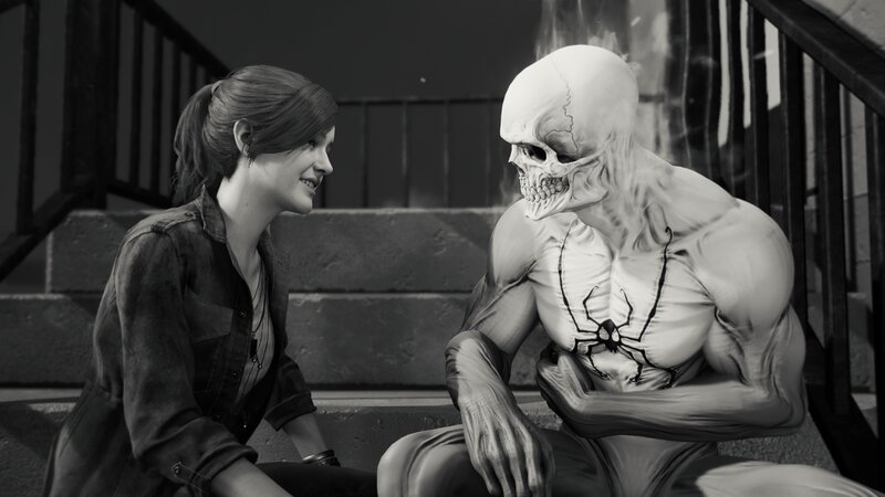 Woman and Skeleton Creature