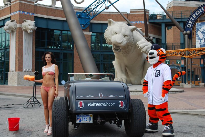 Woman and Tiger Mascot