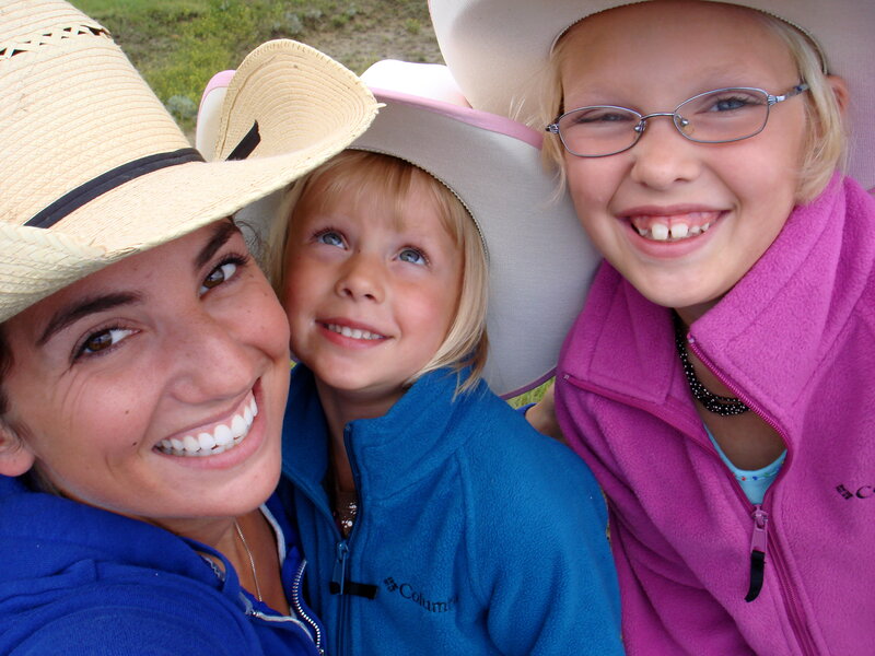 Woman and Two Girls — Blue