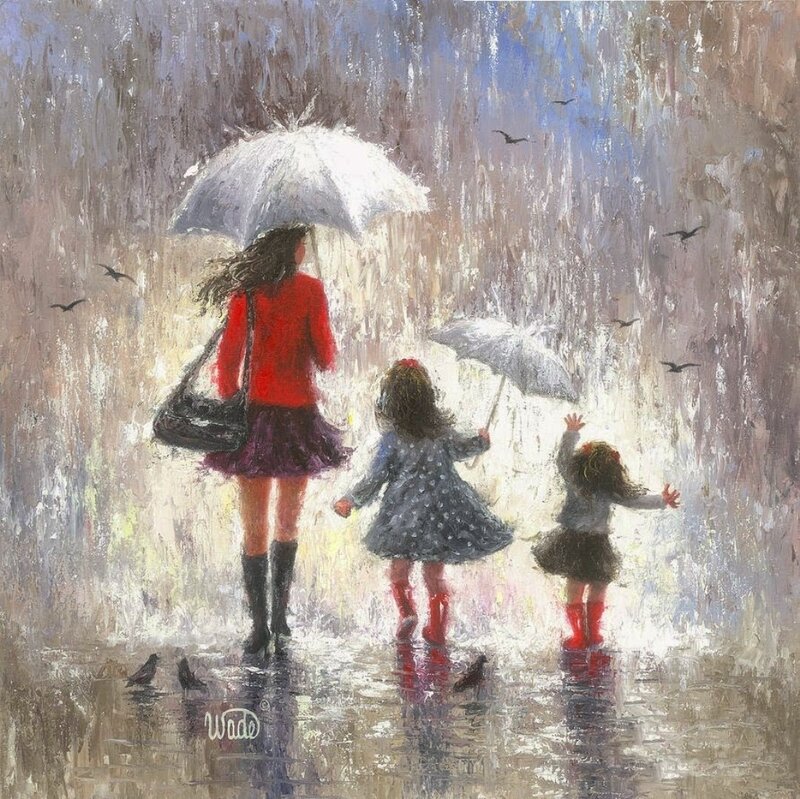 Woman and Two Girls — White